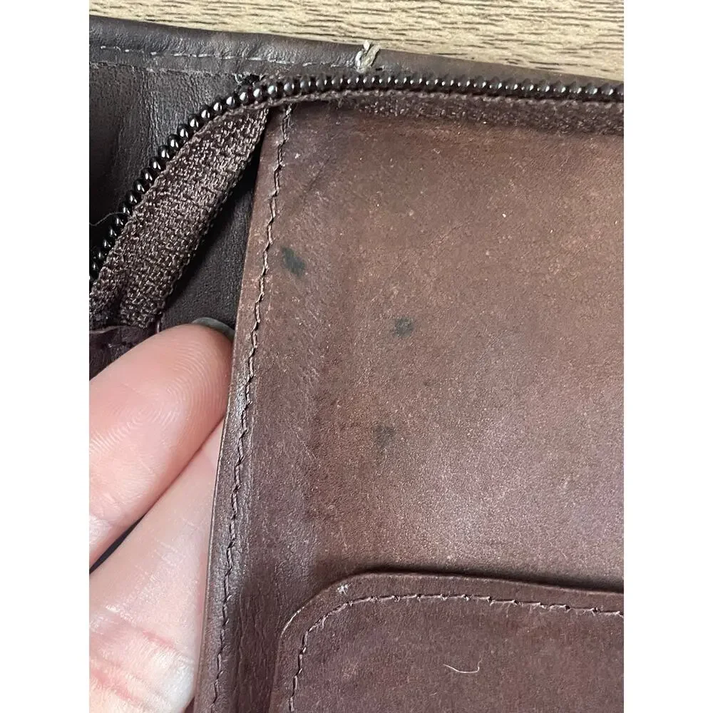 Rogue Wallet Brown Leather RFID Shielded Zip Travel Organizer Wallet Clutch